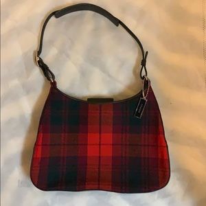 Authentic Coach Plaid Wool Shoulder Bag